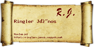 Ringler János névjegykártya